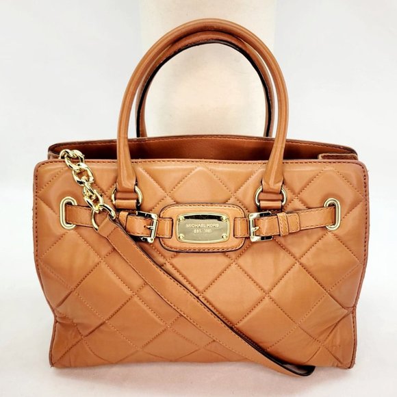 Michael Kors Handbags - AUTHENTIC MICHAEL KORS Hamilton Quilted Large Traveler Luggage Leather Satchel